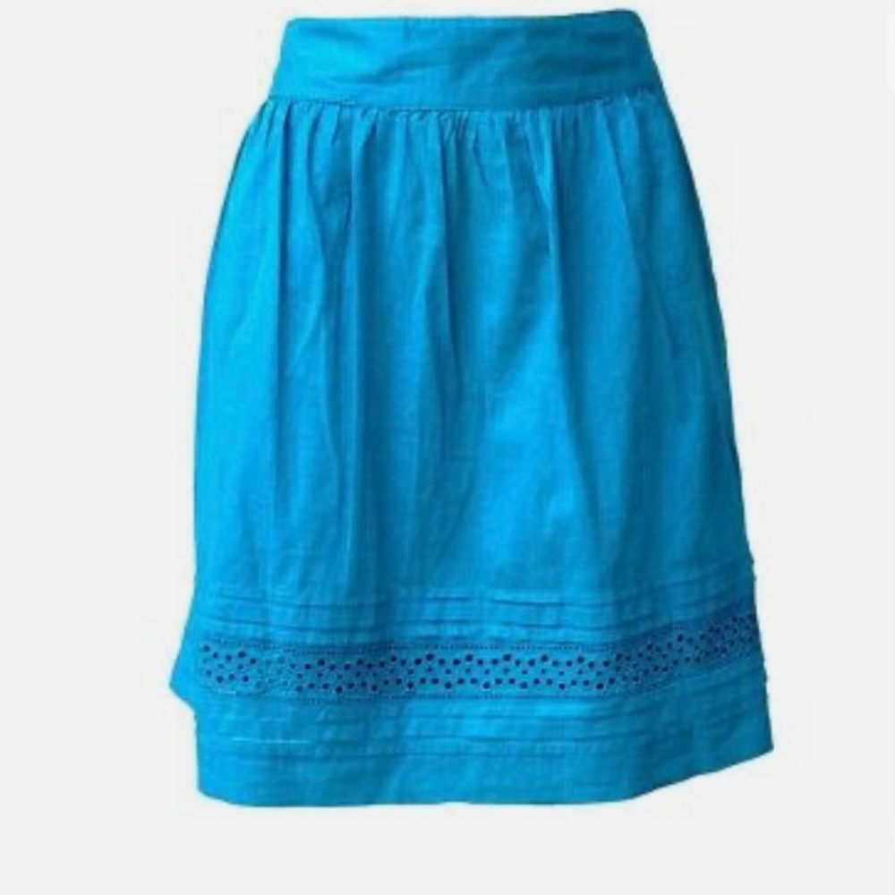 Ann Taylor LOFT Eyelet hem Teal Green women's cotton casual Skirt